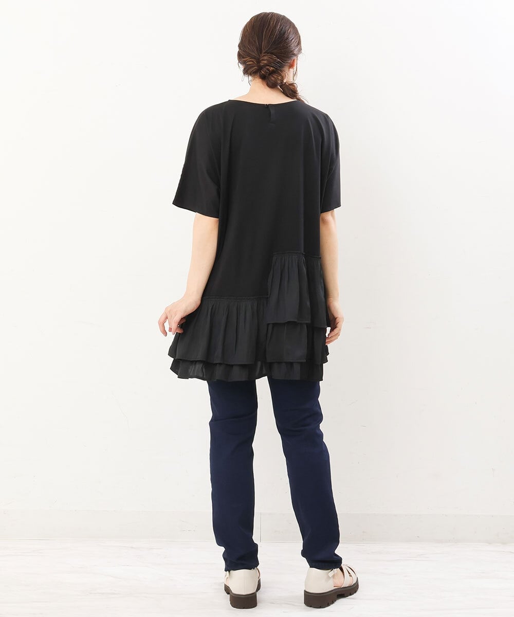 OLEIS41070 eur3(エウルキューブ) 【大きいサイズ/a.v.v×eur3】イレヘムサテンチュニック ブラック(94)