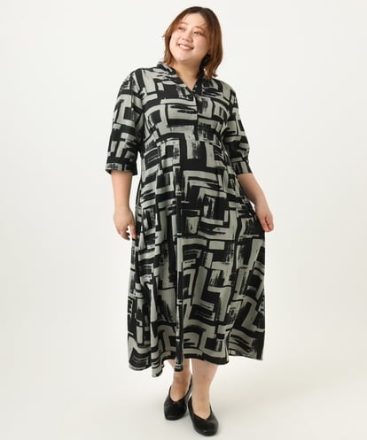OLEJA11119 eur3 【大きいサイズ/LAVEANGE×eur3】タックワンピース
