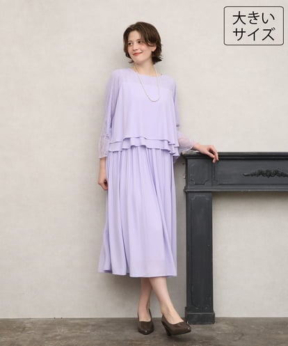 OLEJD01199 eur3 【大きいサイズ】レースプリーツワンピース
