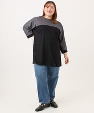OLEJD11089 eur3(エウルキューブ) 【大きいサイズ】ブロッキングチュニック ブラック