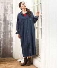 OLEKA04139 eur3(エウルキューブ) 【大きいサイズ】ロングシャツワンピース ネイビー(57)