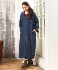 OLEKA04139 eur3(エウルキューブ) 【大きいサイズ】ロングシャツワンピース ネイビー(57)