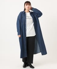 OLEKA04139 eur3(エウルキューブ) 【大きいサイズ】ロングシャツワンピース ネイビー(57)