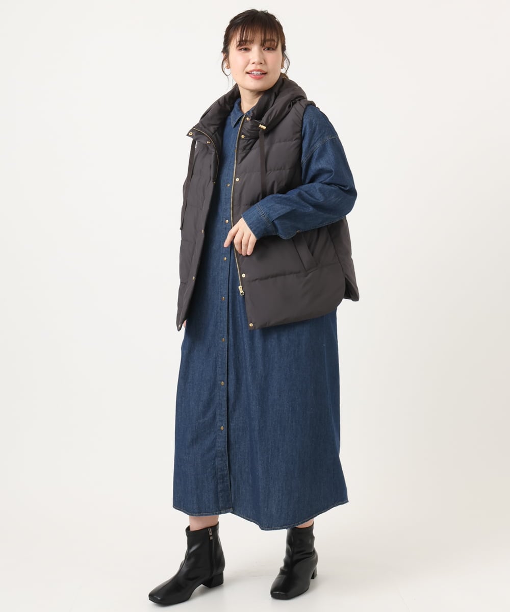 OLEKA04139 eur3(エウルキューブ) 【大きいサイズ】ロングシャツワンピース ネイビー(57)