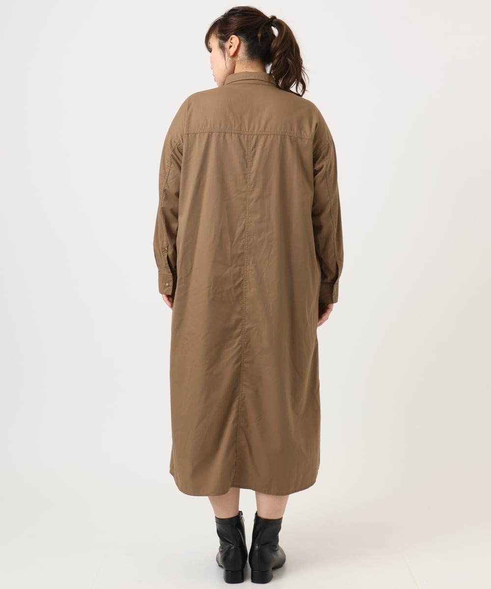 OLEKA04139 eur3(エウルキューブ) 【大きいサイズ】ロングシャツワンピース モカ(84)