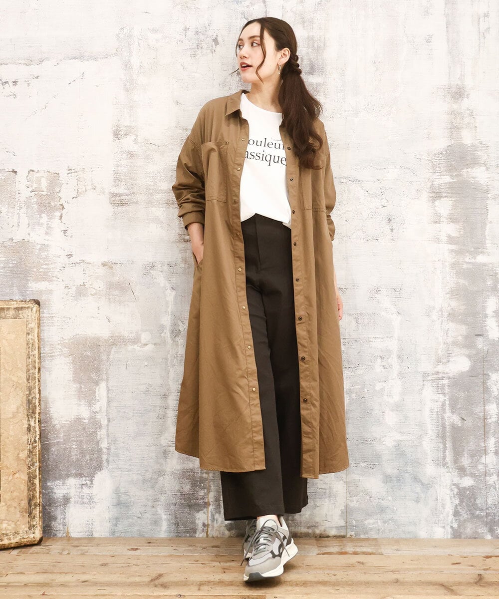 OLEKA04139 eur3(エウルキューブ) 【大きいサイズ】ロングシャツワンピース モカ(84)