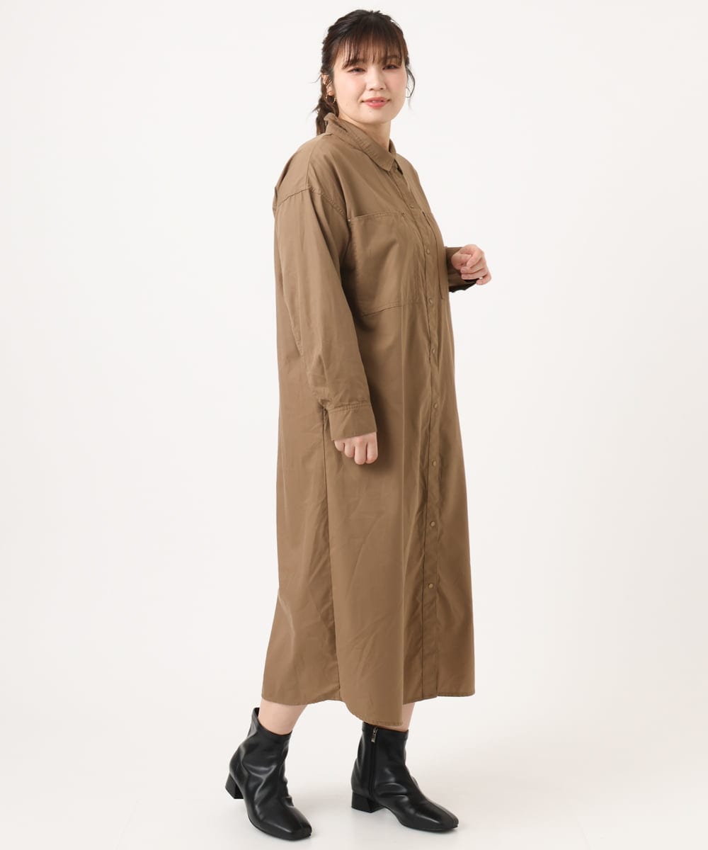 OLEKA04139 eur3(エウルキューブ) 【大きいサイズ】ロングシャツワンピース モカ(84)