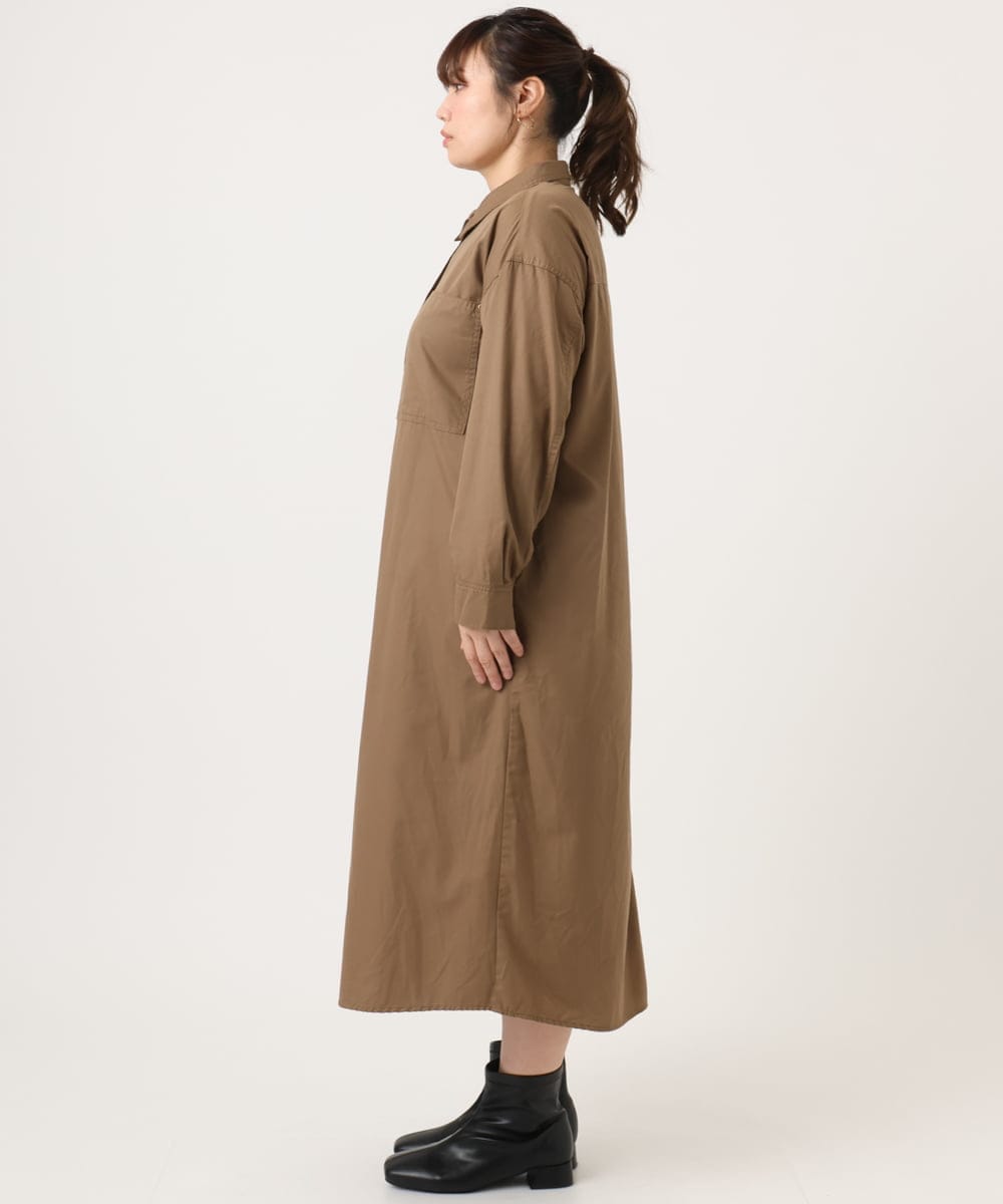 OLEKA04139 eur3(エウルキューブ) 【大きいサイズ】ロングシャツワンピース モカ(84)