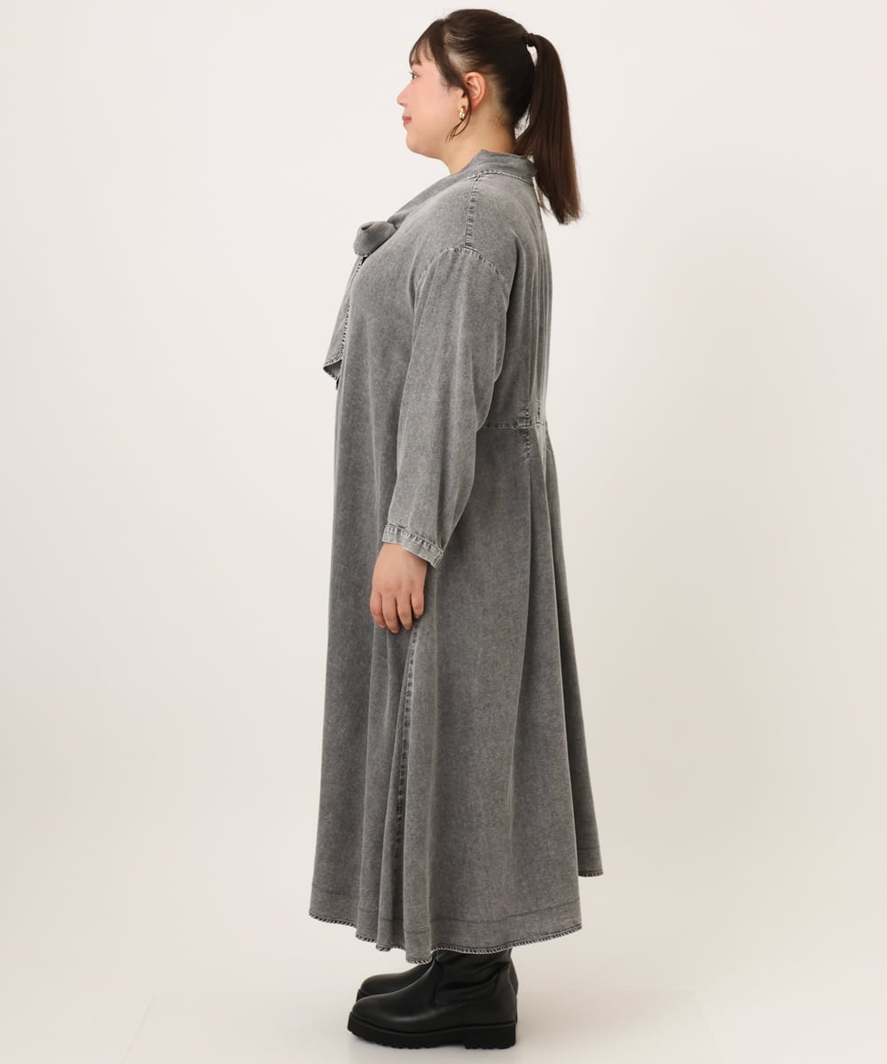 OLEKD06139 eur3(エウルキューブ) 【大きいサイズ】ケミカルウォッシュデニムボウドレス ブラック