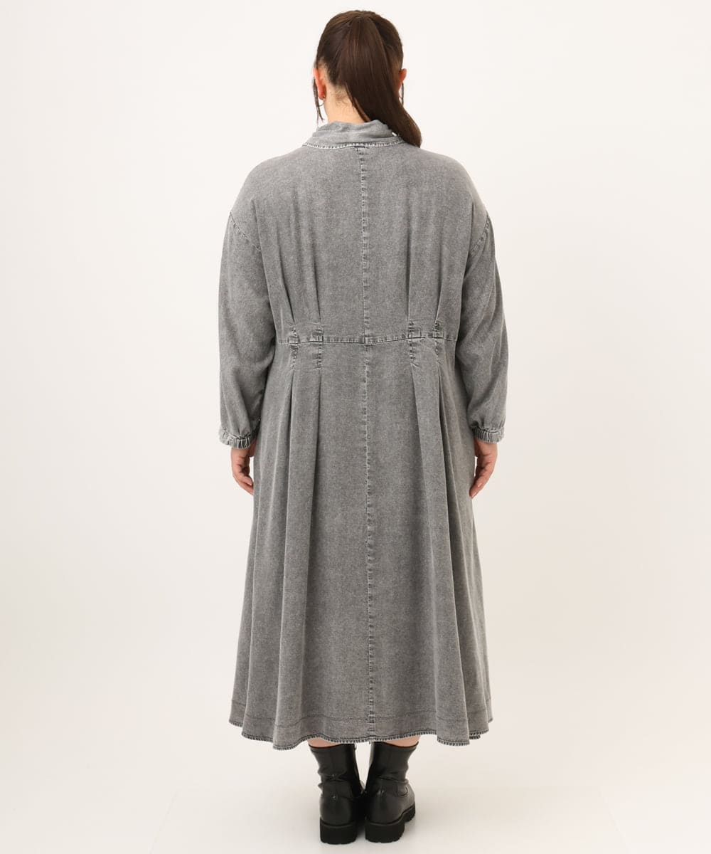 OLEKD06139 eur3(エウルキューブ) 【大きいサイズ】ケミカルウォッシュデニムボウドレス ブラック