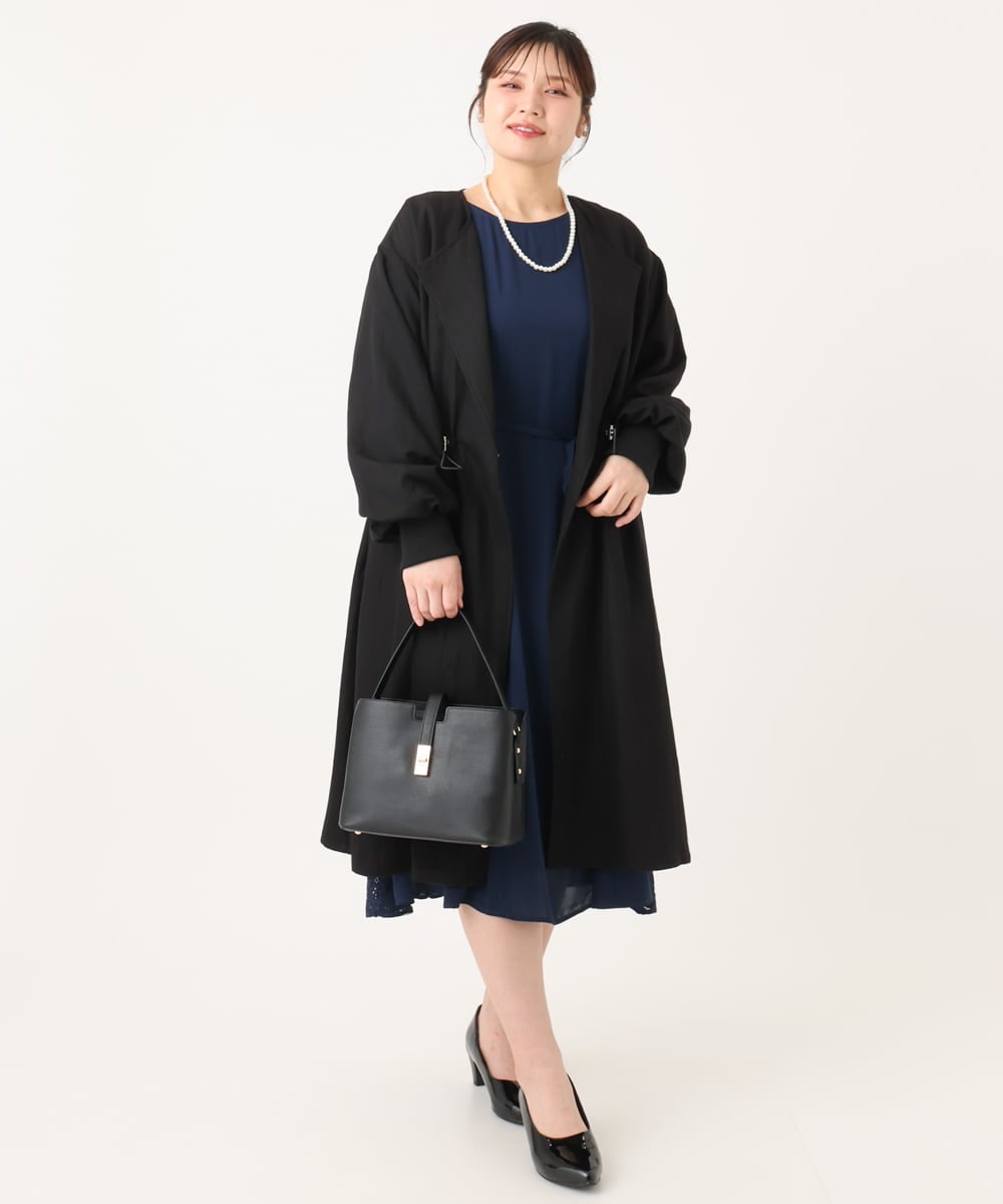 OLELA08179 eur3(エウルキューブ) 【大きいサイズ】サイドレースドレス ネイビー(57)