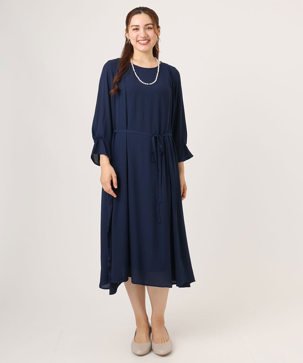 OLELA08179 eur3(エウルキューブ) 【大きいサイズ】サイドレースドレス ネイビー(57)