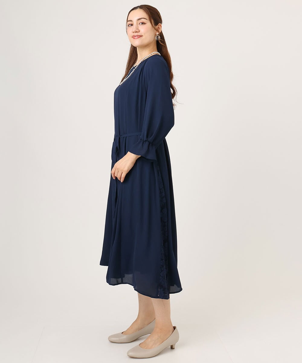 OLELA08179 eur3(エウルキューブ) 【大きいサイズ】サイドレースドレス ネイビー(57)
