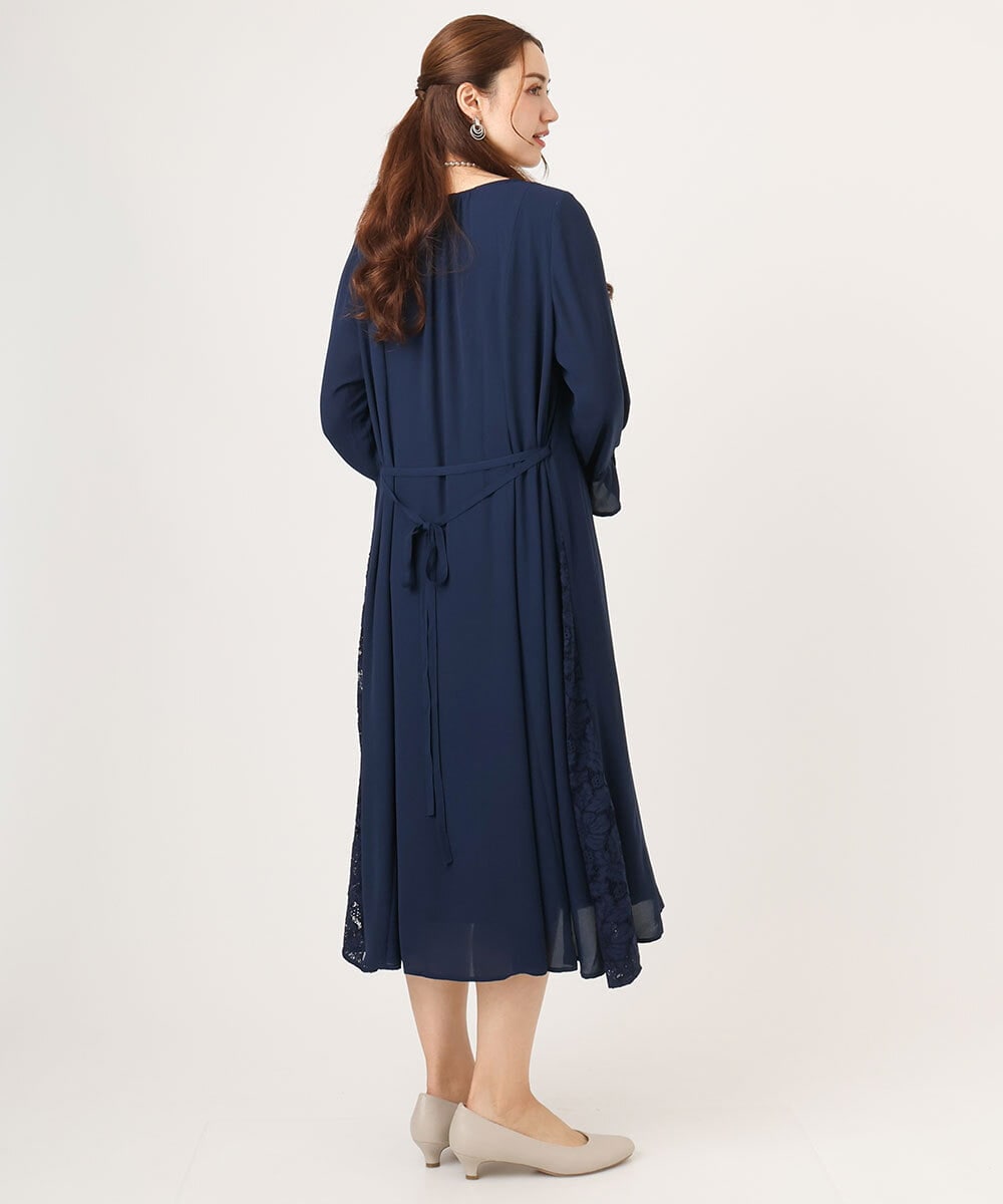 OLELA08179 eur3(エウルキューブ) 【大きいサイズ】サイドレースドレス ネイビー(57)