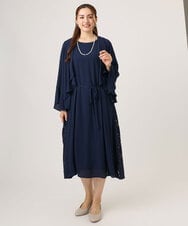 OLELA08179 eur3(エウルキューブ) 【大きいサイズ】サイドレースドレス ネイビー(57)