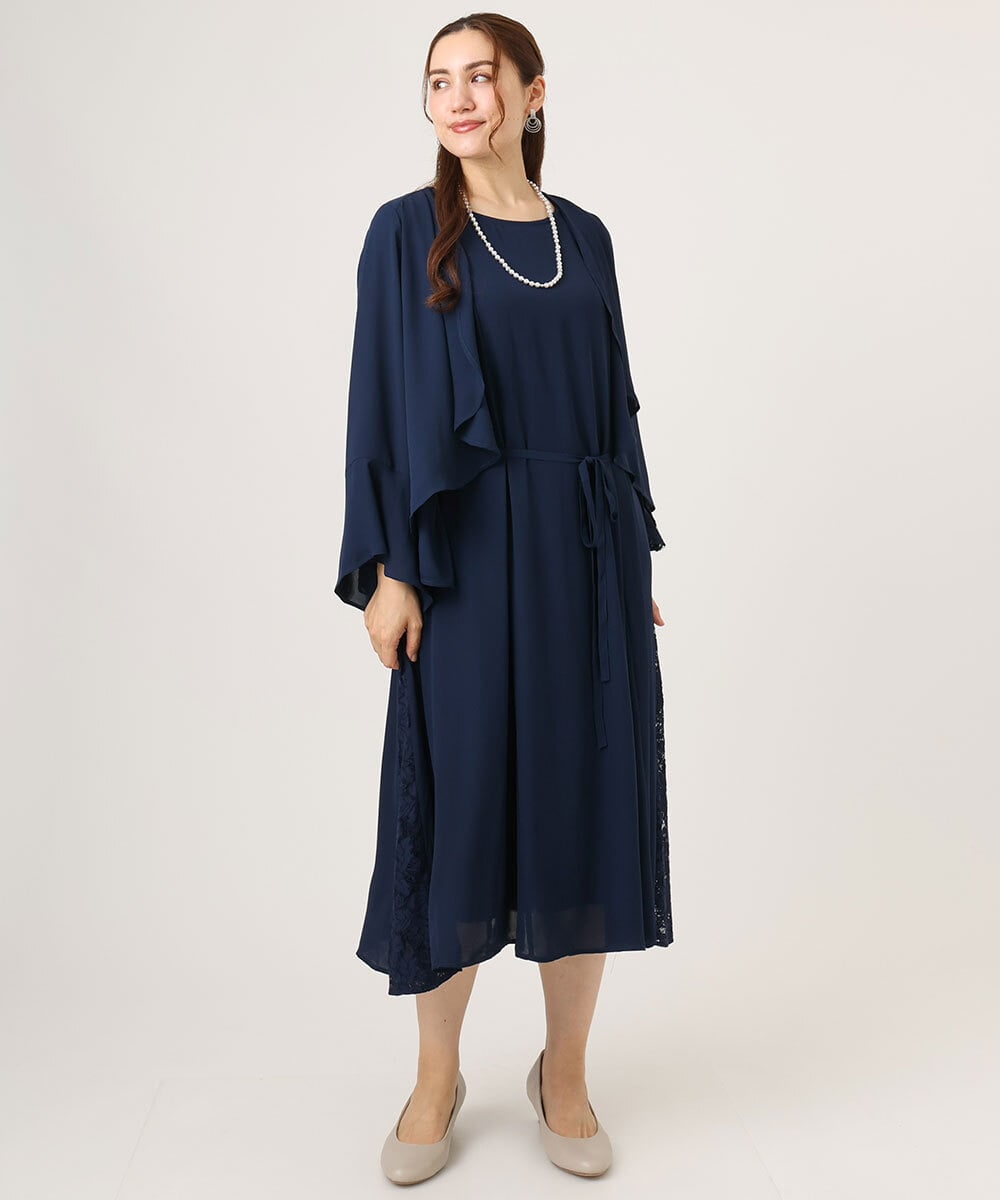 OLELA08179 eur3(エウルキューブ) 【大きいサイズ】サイドレースドレス ネイビー(57)