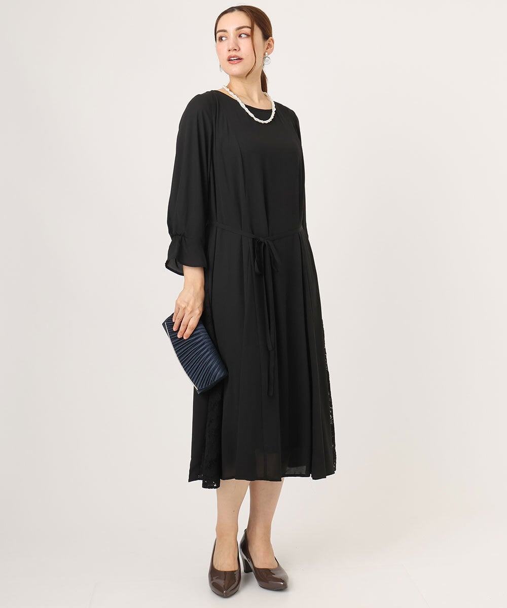 OLELA08179 eur3(エウルキューブ) 【大きいサイズ】サイドレースドレス ブラック(94)