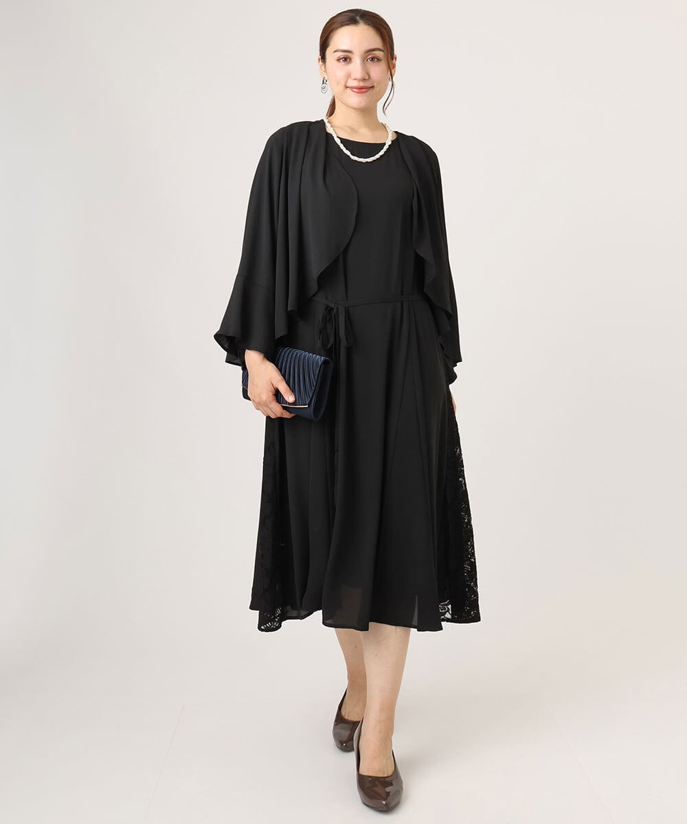 OLELA08179 eur3(エウルキューブ) 【大きいサイズ】サイドレースドレス ブラック(94)