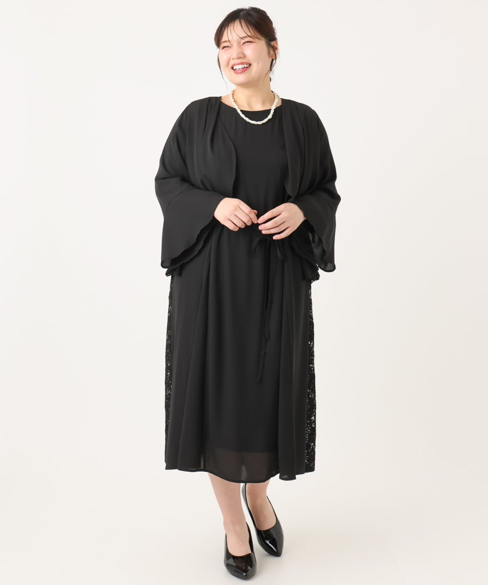 OLELA08179 eur3(エウルキューブ) 【大きいサイズ】サイドレースドレス ブラック(94)
