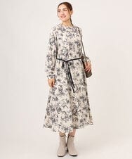 OLELA09139 eur3(エウルキューブ) 【大きいサイズ】プリント花柄ワンピース アイボリー(80)