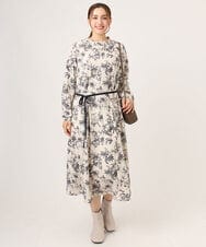 OLELA09139 eur3(エウルキューブ) 【大きいサイズ】プリント花柄ワンピース アイボリー(80)
