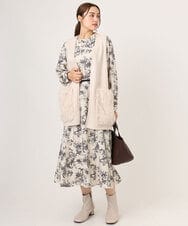 OLELA09139 eur3(エウルキューブ) 【大きいサイズ】プリント花柄ワンピース アイボリー(80)