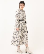 OLELA09139 eur3(エウルキューブ) 【大きいサイズ】プリント花柄ワンピース アイボリー(80)