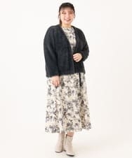 OLELA09139 eur3(エウルキューブ) 【大きいサイズ】プリント花柄ワンピース アイボリー(80)