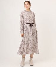OLELA09139 eur3(エウルキューブ) 【大きいサイズ】プリント花柄ワンピース ライトグレー(91)
