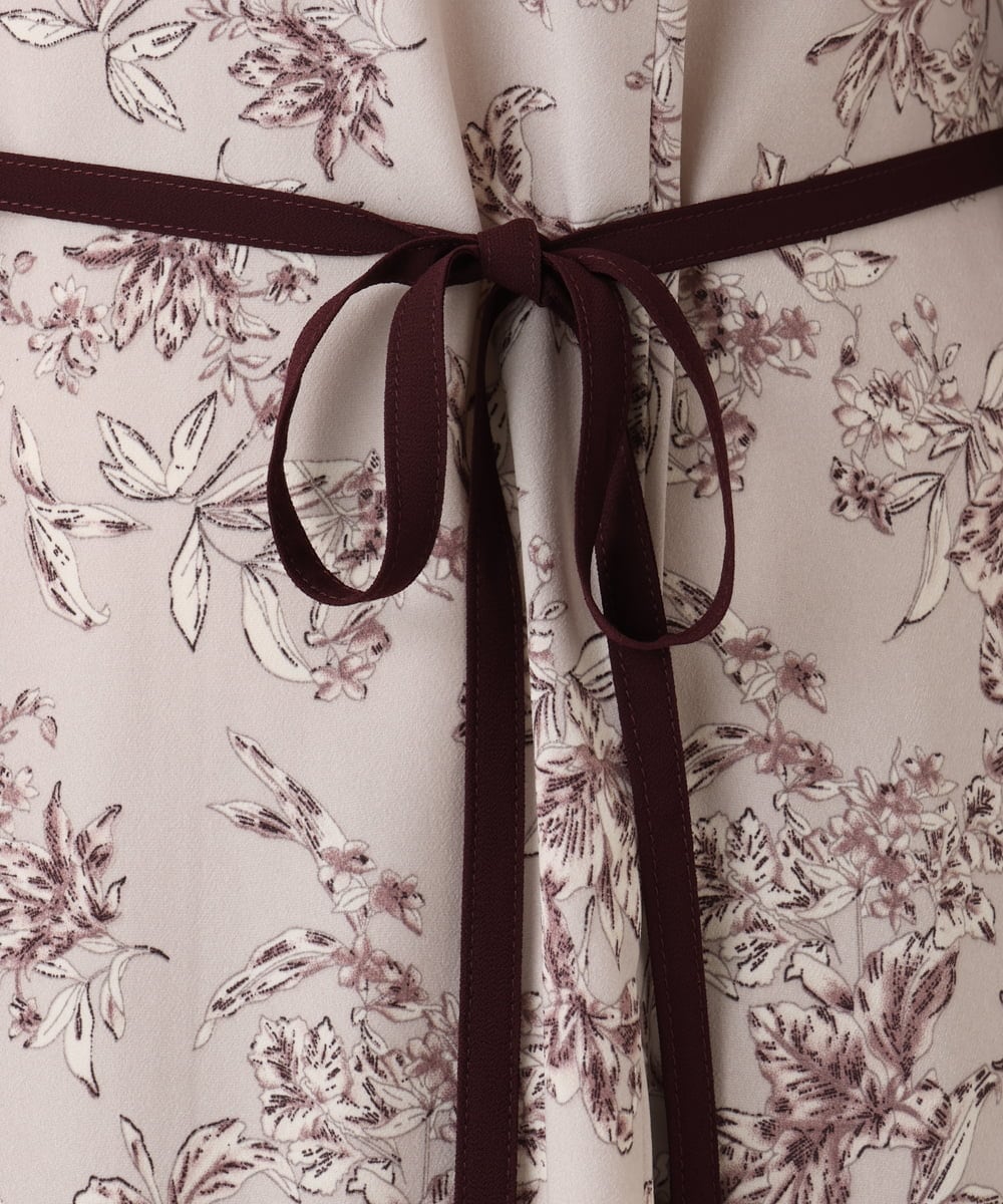 OLELA09139 eur3(エウルキューブ) 【大きいサイズ】プリント花柄ワンピース ライトグレー(91)