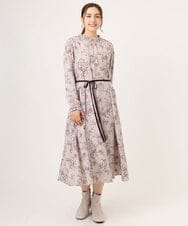 OLELA09139 eur3(エウルキューブ) 【大きいサイズ】プリント花柄ワンピース ライトグレー(91)