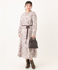 OLELA09139 eur3(エウルキューブ) 【大きいサイズ】プリント花柄ワンピース ライトグレー(91)