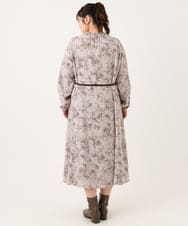 OLELA09139 eur3(エウルキューブ) 【大きいサイズ】プリント花柄ワンピース ライトグレー(91)