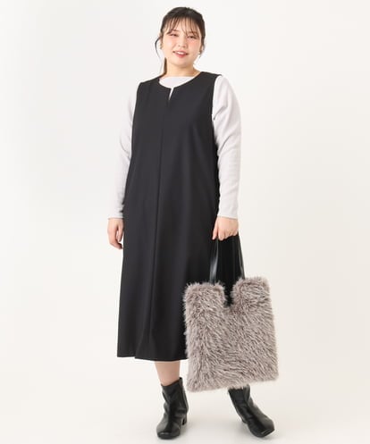 OLELA10139 eur3 【大きいサイズ】サイドリブジャンパースカート