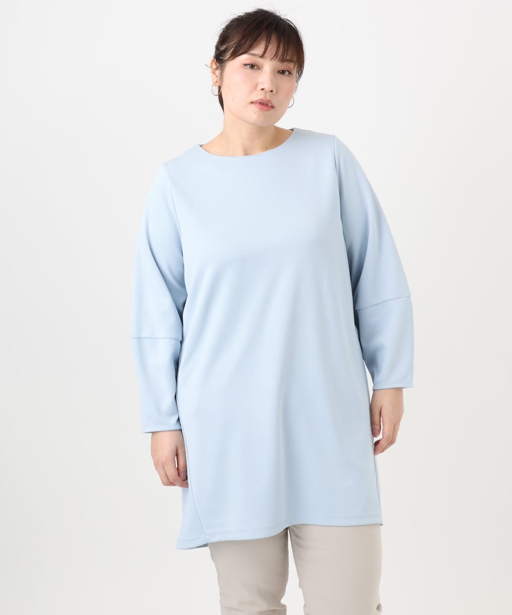 OLELA14069 eur3(エウルキューブ) 【大きいサイズ】コクーンスリーブバックフレアトップス ライトブルー(50)