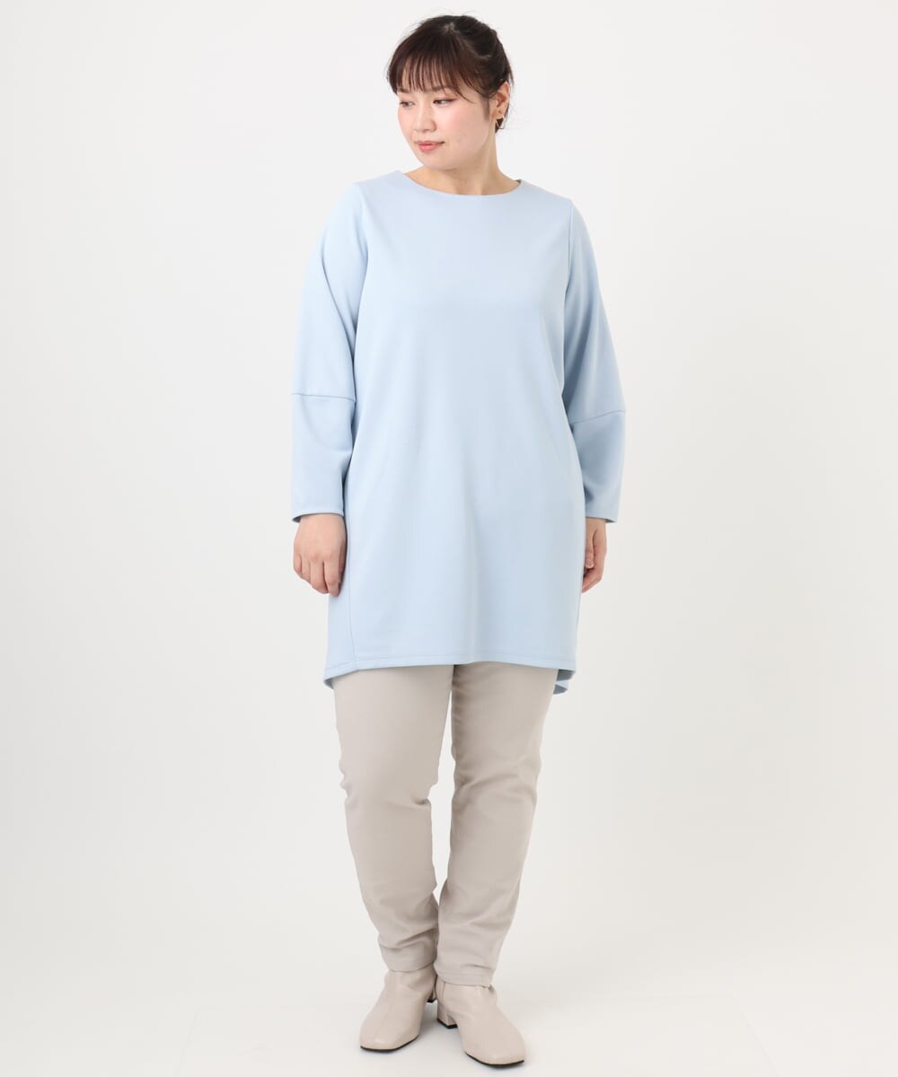 OLELA14069 eur3(エウルキューブ) 【大きいサイズ】コクーンスリーブバックフレアトップス ライトブルー(50)