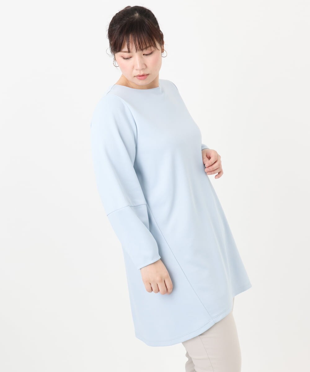 OLELA14069 eur3(エウルキューブ) 【大きいサイズ】コクーンスリーブバックフレアトップス ライトブルー(50)