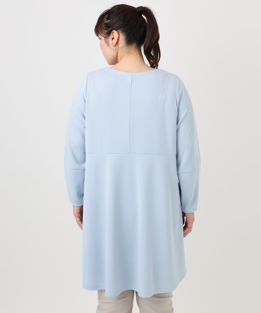 OLELA14069 eur3(エウルキューブ) 【大きいサイズ】コクーンスリーブバックフレアトップス ライトブルー(50)