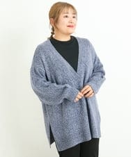 OLELP20090 eur3(エウルキューブ) 【大きいサイズ】深Vネックニットチュニック ブルー(55)