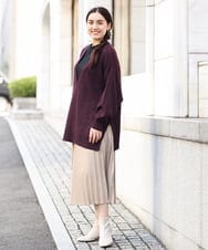 OLELP20090 eur3(エウルキューブ) 【大きいサイズ】深Vネックニットチュニック ワイン(77)