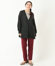 OLELP20090 eur3(エウルキューブ) 【大きいサイズ】深Vネックニットチュニック ブラック(94)(WEB限定カラー)