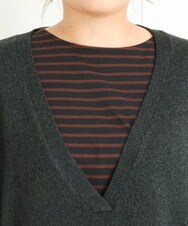 OLELP20090 eur3(エウルキューブ) 【大きいサイズ】深Vネックニットチュニック ブラック(94)(WEB限定カラー)