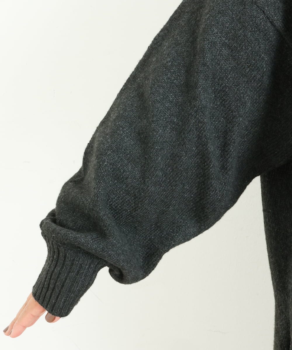 OLELP20090 eur3(エウルキューブ) 【大きいサイズ】深Vネックニットチュニック ブラック(94)(WEB限定カラー)