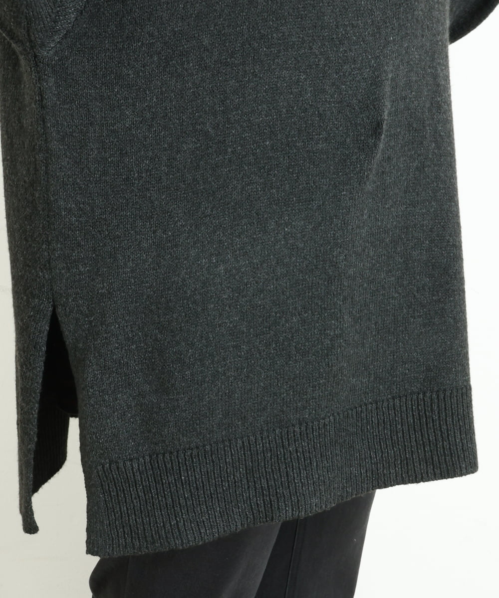 OLELP20090 eur3(エウルキューブ) 【大きいサイズ】深Vネックニットチュニック ブラック(94)(WEB限定カラー)