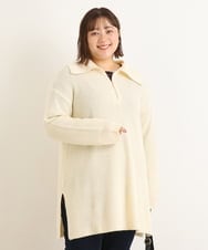 OLELP21080 eur3(エウルキューブ) 【大きいサイズ/11号サイズあり】ジッププルオーバーニットチュニック アイボリー(80)