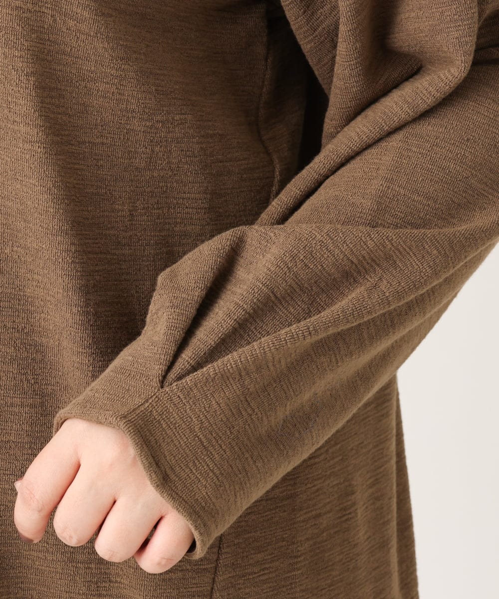 OLELS08079 eur3(エウルキューブ) 【大きいサイズ】Vネックジャージーチュニック モカ(84)