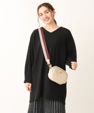 OLELS08079 eur3(エウルキューブ) 【大きいサイズ】Vネックジャージーチュニック ブラック(94)