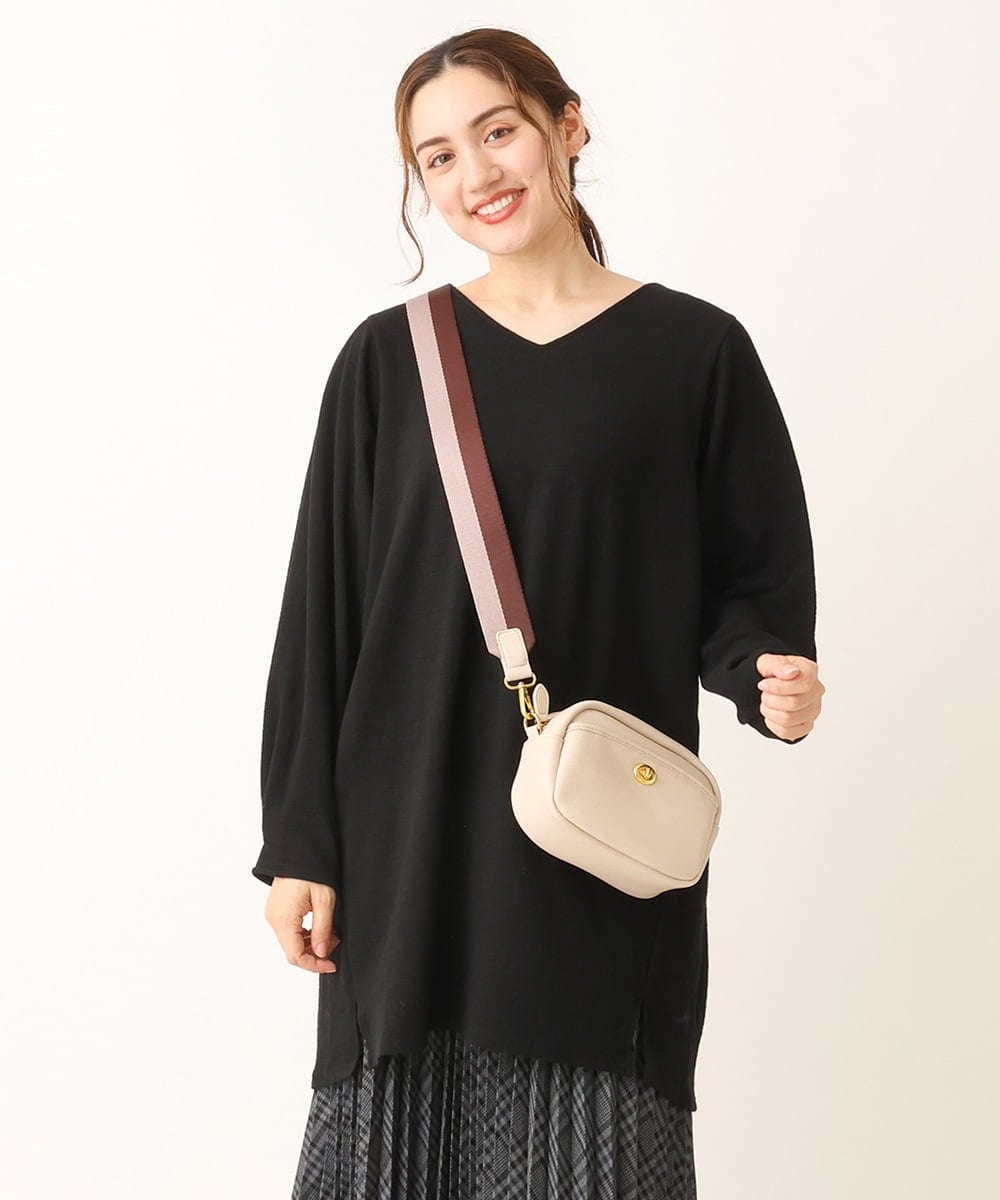 OLELS08079 eur3(エウルキューブ) 【大きいサイズ】Vネックジャージーチュニック ブラック(94)