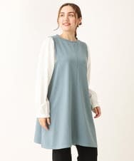 OLELS22079 eur3(エウルキューブ) 【大きいサイズ】レイヤード風ニットソーチュニック ブルー(55)