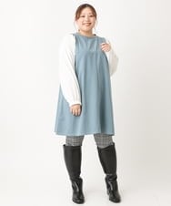 OLELS22079 eur3(エウルキューブ) 【大きいサイズ】レイヤード風ニットソーチュニック ブルー(55)